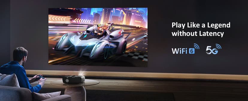 Daylight Projector 4K Ultra HD 1800 High ANSI Smart Home Theater with WiFi 6, Bluetooth, NFC, Streaming Apps, Bright Daytime Proyector, HDR10+, Auto Focus, HDMI 2.1 ARC USB for Movie Video Gaming CIVE
