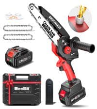 Seesii Mini Chainsaw 8 inch DL07, Electric Chainsaw Cordless, Upgraded Brushless Chain saw with Auto Oiler, 2pcs 2000mAh Batteries, Battery Powered Saws Handheld Chain Saw for Tree Branch Wood Cutting