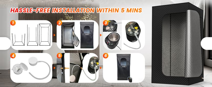 Sauna Box, Portable Sauna for Home, Large Sauna Tent with 3.0L Steamer for Full Body SPA, Easy Assembly Quick Heat-Up Sauna Experience