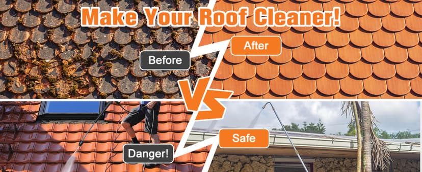 Sealegend 8FT Pressure Washer Extension Wand for Gutter Cleaning, Upgrade Power Washer Accessories with 6 Spray Nozzle Tips, 3 Gutter Cleaner Attachments Curved Rod, 1/4" Quick Connect, 4000 PSI