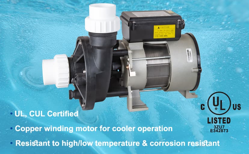 Hot Tub Bath Pump; LX Pump Motor, 110V, 9Amps, 1.5" Port, 116GPM Flow Rate (Model: WBC150)