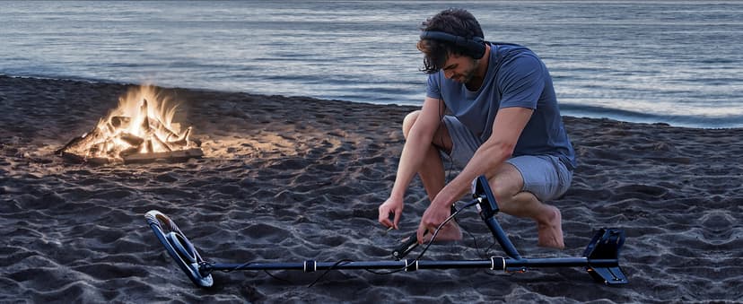 SUNPOW Metal Detector for Adults Professional - High Accuracy with 12" Waterproof Coil, 2x Backlit LCD Display, Advanced DSP Chip, 5 Modes, Adjustable Length (19"-59"), Sturdy Spiral Structure -OTMD14