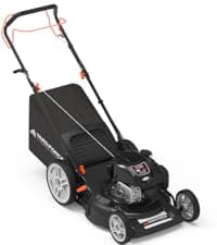 Yard Force Self Propelled Lawn Mower Briggs & Stratton 150cc Gas Engine 22-inch Steel Deck 3-in-1 Mulch, Bag, Side Discharge, 12-inch High Rear Wheels