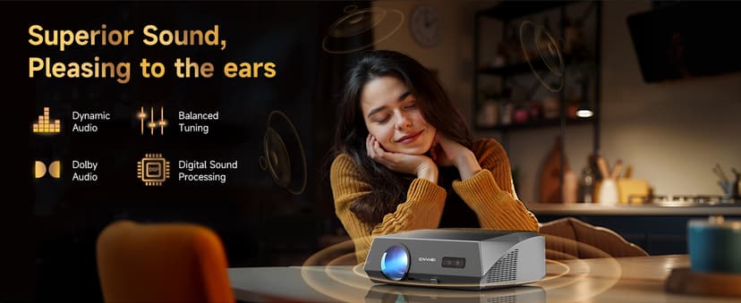 4K Projector HDR Netflix Certified, 1800ANSI Daylight Use, Dolby Audio, NFC, Smart TOF Autofocus, Shorter Throw, WiFi 6, Bluetooth 5.4, HDMI ARC, Proyector 4K Ultra HD Movie Gaming TV High Brightness
