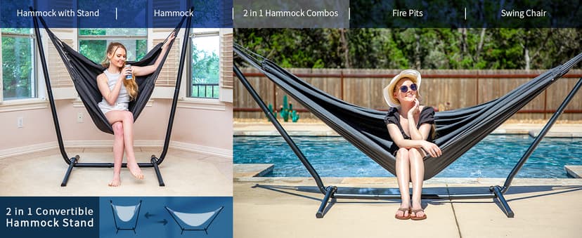 SUNCREAT Hammocks Traditional Rope Double Hammock with Hardwood Spreader Bar and Carrying Bag, 450 lbs Capacity, Natural