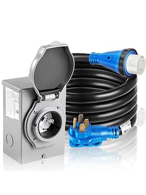 50 Amp Generator Cord and Power Inlet Box, 20FT Generator Extension Cords 50 Amp,125V/250V Generator Power Cord NEMA14-50P/SS2-50R Twist Lock Connector