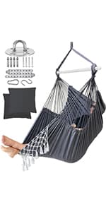 MIZTLI Hammock Chair Swing Indoor Hammock for Bedroom - Max 500 Lbs-Steel Spreader Bar with Anti-Slip Rings-Indoor & Outdoor