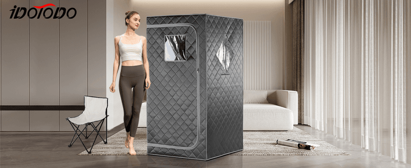 Full Size Portable Personal Infrared Sauna for Home, Personal Home Spa Tent with Remote Control, Heating Foot Pad, Foldable Reinforced Chair (Grey, L33.8 x W 33.8" x H 66.5"