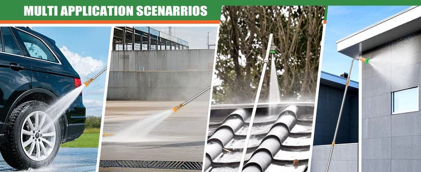 Gutter Cleaning Tools From the Ground, 10 Pack 9 FT Pressure Washer Extension Wand, Power Washer Lance With 6 Pressure Washer Spray Nozzle Tips, 30°, 90°, 120° Gutter Cleaner Curved Rod, 4000 PSI