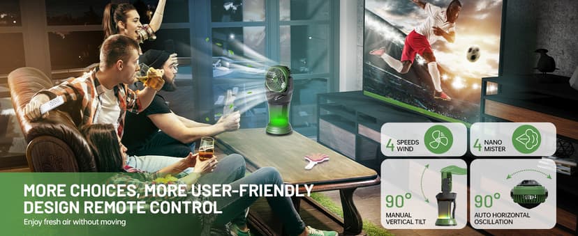 Portable Misting Fan with Remote & 30000mAh Rechargeable Misting Fans for Outside Patios Camping Beach & Workshops Mist Fan Portable for Outdoor/Indoor 2L Water Tank RGB Light 4 Speeds & Spray