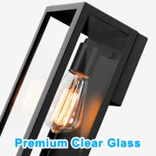 2-Pack Outdoor Wall Lanterns, Exterior Waterproof Wall Sconce with Glass Shades, Matte Black Porch Lights Wall Mounted, Anti-Rust E26 Modern Wall Lighting Fixtures for Patio Garage Entryway Front Door