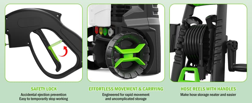 Electric Pressure Washer, 5000 PSI 3.2 GPM Power Washer with Foam Cannon, High Pressure Cleaning Machine with 35 FT Power Cord and 20 FT Hose, Hose Reel, 4 Connect Nozzles for Car/Patio/Fence