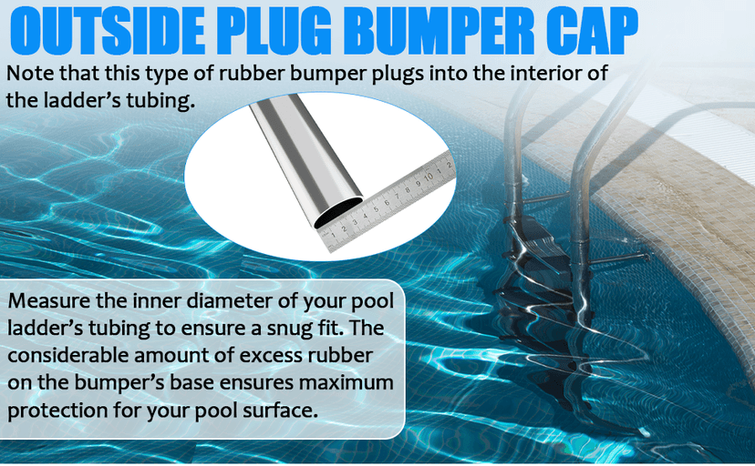 TonGass Outside Pool Ladder Bumpers for Inground Pools - 2-Pack White Rubber End Caps Fit 1.9" Standard Swimming Tubing - Bumper Caps for Step Ends