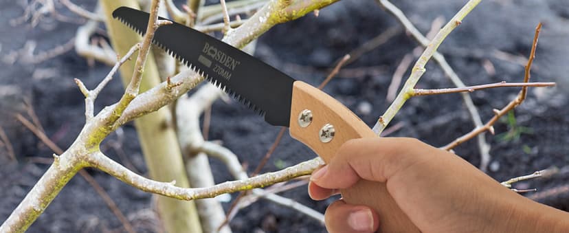 BOOSDEN 11'' Hand Pruning Saw, Japanese Trim Saw with Wood Handle, Hand Saws for Tree Trimming, Camping, Woodworking, Gardening