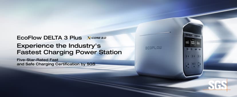 EF ECOFLOW Portable Power Station DELTA 3 Plus, 1024Wh LiFePO4 (LFP) Battery, 1800W AC/140W USB-C Output, Solar Generator (Solar Panel Optional) for Home Backup, Camping&RV