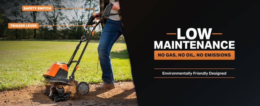 LawnMaster TE1318W1 Corded Electric Tiller 13.5-Amp 18-Inch Orange