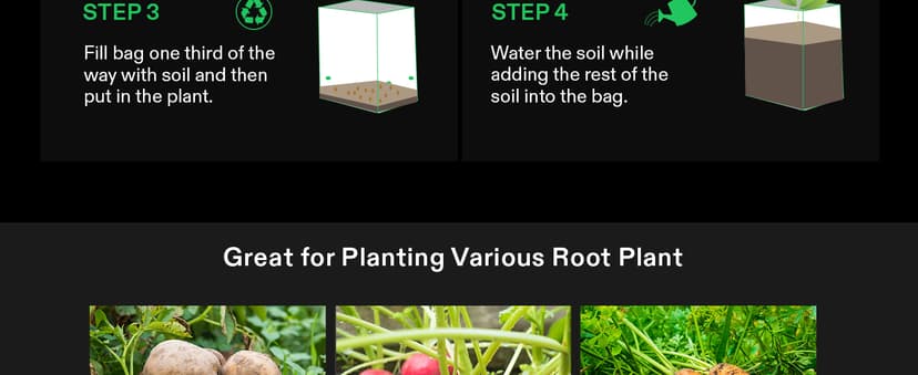 VIVOSUN 50-Pack 3 Gallon Grow Bags for Plants, Black-and-White Thick Plastic Bags for Potting Seedlings, and Rooting