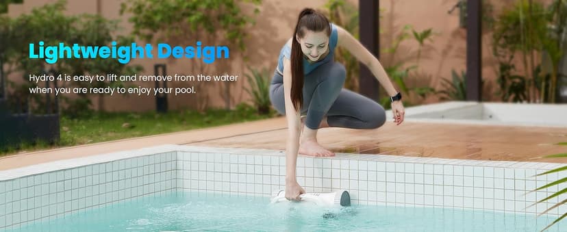 Hydro 4 Pool Robot, Pool Vacuum for Inground and Aboveground Pools, Floor, Wall and Waterline Cleaning and Scrubbing, Smart WiFi and Blutooth App Control, 50' Cord, Large Top Load Fine Filter Basket