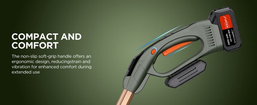 12-Inch Cordless String Trimmer & Edger, (2 x 21V 4.0Ah Electric Brush Cutter Battery Powered), with Auxiliary Bracket, Side Ball, 90° Rotary Head, Telescopic Handle, 3 Cutting Methods(WEG21T)