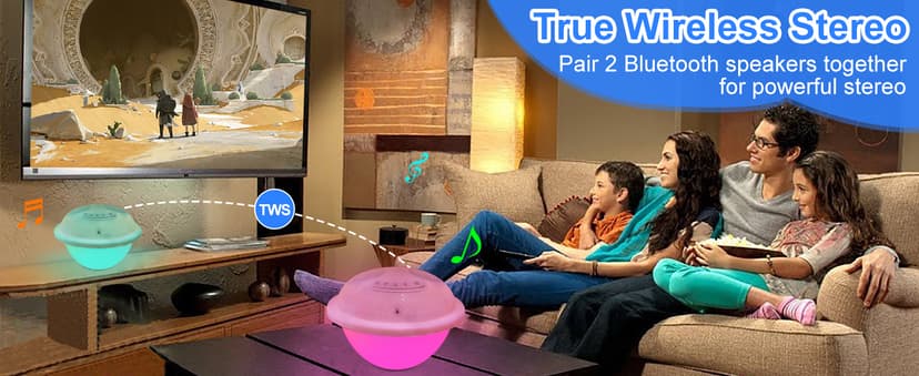 Floating Pool Speakers with Colorful LED Lights, IP68 Waterproof Pool Speakers Bluetooth, 16W Stereo Loud Sound Hot Tub Speaker, TWS Pairing, Hands-Free Portable Bluetooth Pool Speaker for Spa