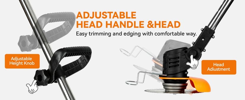 Weed Wacker Cordless,24v Electric Weed Eater Battery Powered,3 in 1 Lightweight Grass Trimmer with 2 4.0 Ah Batteries & Charger,Height Adjustable Wheeled Brush Cutte for Lawn Care,Garden,Yard (red)