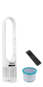 Oscillating All Season Bladeless Fan, 1400W Space Heater & 40W Cooler Fan Combo with Remote,Installation Free Quiet Fan,Tip-Over Switch80°Oscillating, 8 Speeds, 9H Timer,22 inch