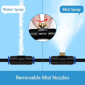 lifeegrn Misting Cooling System, Outdoor Misting System for Patio, 40 FT Misting Line+10 Mist Nozzles+3/4" Brass Adapter,Outdoor Mister System for Patio Garden Trampoline Greenhouse