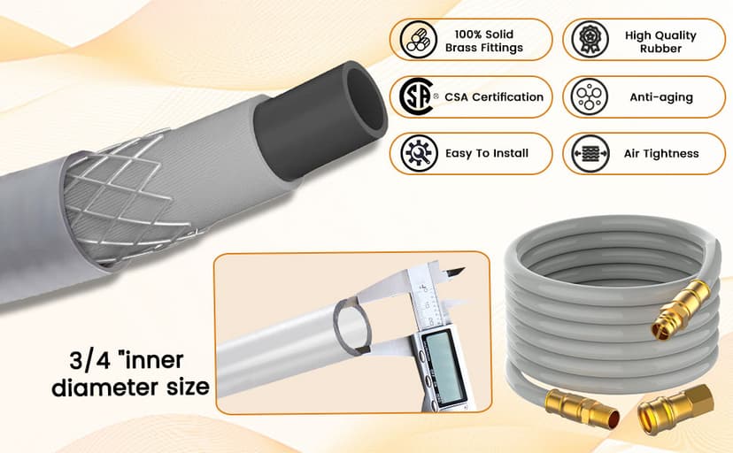 3/4 Natural Gas Hose For Generator 56FT, 3/4" ID Natural Gas Quick Connect Hose, Patio Heater, Grill Griddle, And Outdoor Ng/Lp Propane Appliance