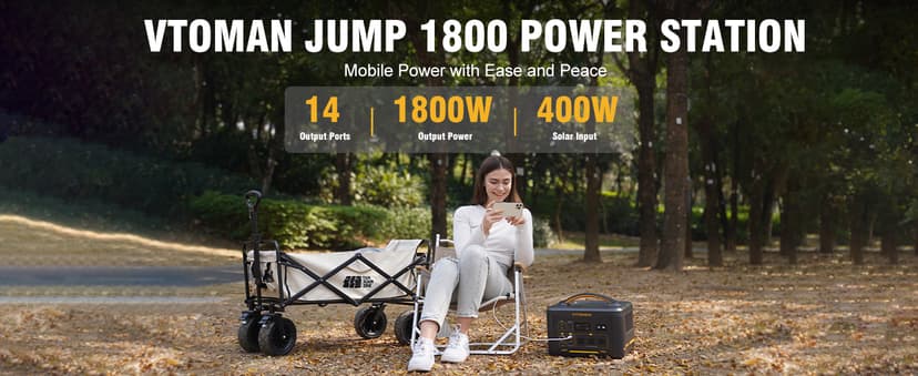 Vtoman 3096Wh Solar Generator with 200W Solar Panel & Extra Battery Included, 1800W (Peak 3600W) LiFePO4 Battery Power Station for Power Outages, RV, Camping, Emergencies