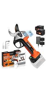 Pruning Shear Battery Powered, Kebtek Cordless Portable Electric Pruner with 2Pack 2Ah Rechargable Batteries -16.8V 25MM(0.98Inch) Cutting Diameter