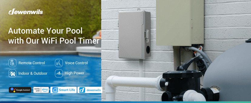 DEWENWILS WiFi Pool Pump Controller, Heavy Duty 40A 120-277 VAC 2HP Wireless Timer for Pool & Water Heater, Works with Alexa, Google Assistant, Smart Life, ETL Listed