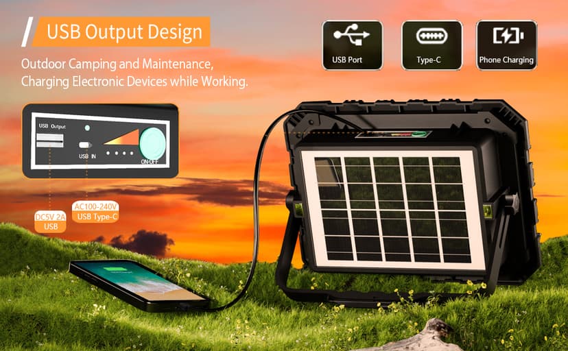 200W LED Solar Work Light Rechargeable, 16000LM Magnetic Worklight 3000K/4500K/6500K, 16000mAh Battery, IP66 Waterproof Portable Solar Outdoor Working Light for Emergency, Camping, 2 Pack