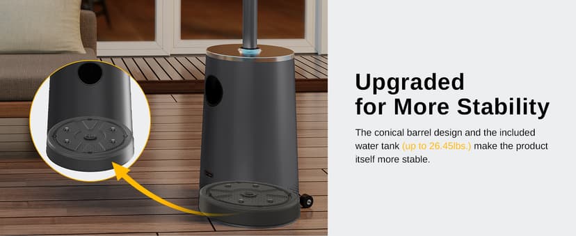 EAST OAK 50,000 BTU Patio Heater with Sand Box, Table Design, Double-Layer Stainless Steel Burner, Wheels, Triple Protection System, Outdoor Heater for Home and Residential, Polar Night