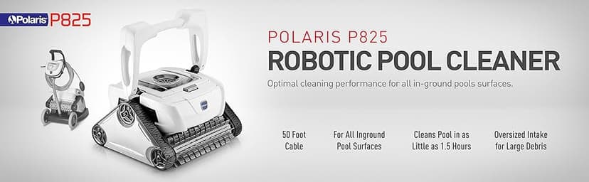 Polaris P825 Sport Robotic Pool Cleaner, Automatic Vacuum for InGround Pools up to 40ft, Wall Climbing Vac w/ Strong Suction & Easy Access Transparent Lid