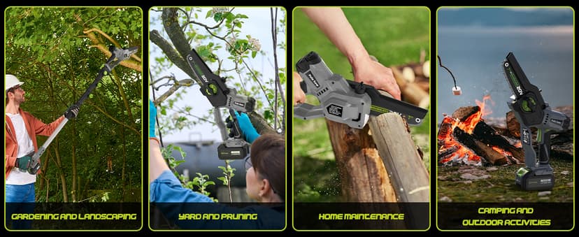 2-in-1 Cordless Pole Saw (2025 Upgraded), 7 Inch Brushless Mini Chainsaw with Extension Pole, Pole Saws for Tree Trimming Battery Powered with 2x 20V 4000 mAh Battery, 16ft Reach Electric Pole Saw