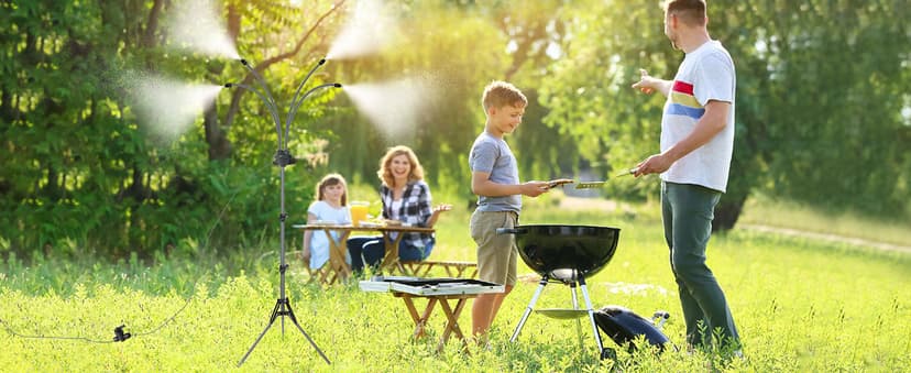 Standing Misters for Outside Patio, Adjustable Height 5.3 FT Stand Misting System for Cooling Outdoor, Portable Water Mister for Mist Playing, Patio Cooling, Backyard, Porch, Sprinkler (Gray)