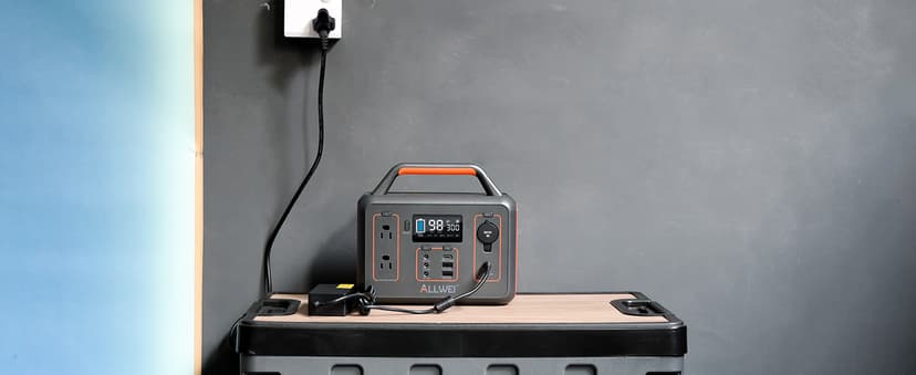 ALLWEI 300W Solar Generator with 100W Solar Panel Included, 280Wh Portable Power Station with AC Outlet USB Port, Solar Powered Battery Generator for Outdoor Camping, Home Backup, Power Outage