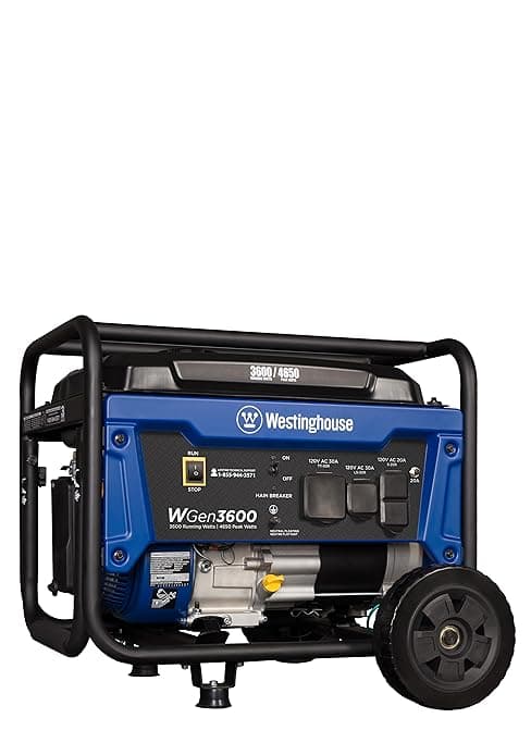 Westinghouse 4650 Peak Watt Dual Fuel Portable Generator, Remote Electric Start with Auto Choke, RV Ready 30A Outlet, Gas & Propane Powered