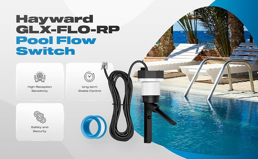 Hayward Flow Switch, GLX-FLO-RP for Hayward Goldline Aquarite Salt System Pool Flow Sensor Suitable Hayward Salt Cell and Chlorine Generator with 15ft Cable Pool Flow Switch