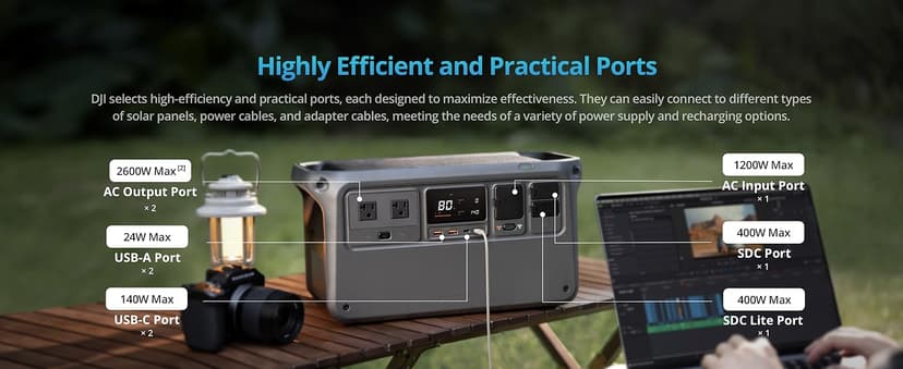 DJI Power 1000 Portable Power Station with Protective Storage Bag, 1024Wh LiFePO4 Battery, 2200W Solar Generator, Home Backup, 4-in-1 Fast Charging, 23db Ultra-Silent, Camping & RVs, Off-grid