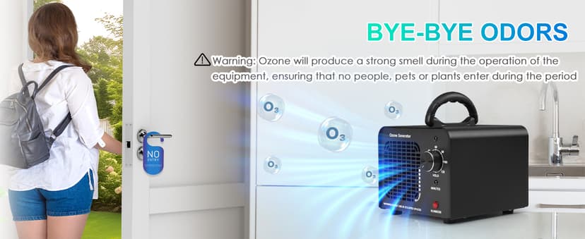 Ozone Generator 60000mg/h, High Capacity Ozone Machine, Odor Eliminator for Home, Car, Smoke, Pets, O3 Air Purifier Deodorizes 6,000 Square Feet (Black)