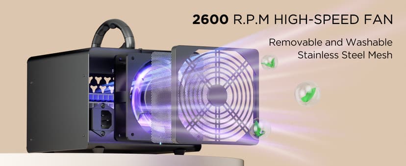 ONAMOR Ozone Generator Odor Eliminator 70000mg, High Capacity Ozone Machine Odor Removal Up to 6000 Sq.Ft, Ionizer Ozonator for Smoke, Car, Basement And Pet Room, Black