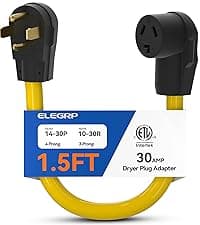 ELEGRP 30 Amp Generator Extension Cord 50 Feet, 4-Prong NEMA L14-30P to L14-30R, 120/250V Up to 75000W, 10 Gauge Heavy Duty SJTW Locking Power Cord for Portable Generators, Home Backup, ETL Listed