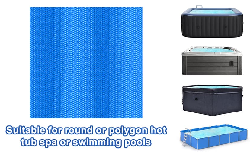 Solar Hot Tub Spa Bubble Cover Blanket for 6 7 Ft Square Inflatable Hot Tub Spa Pool Thermal Insulation Floating Bubble Wrap Covers Blankets(7 x 7 Ft)