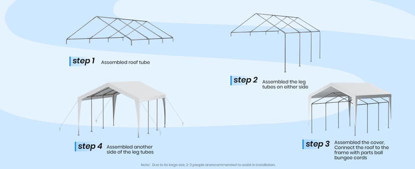 Carport 10x20 Heavy Duty Portable Garage,Galvanized Frame Carport Canopy,Portable Garages and Shelters with 8 Leg&4 Wind Rope,Car Tent Garage with All-Season Tarp for Boat Truck Bike,Without Sidewall
