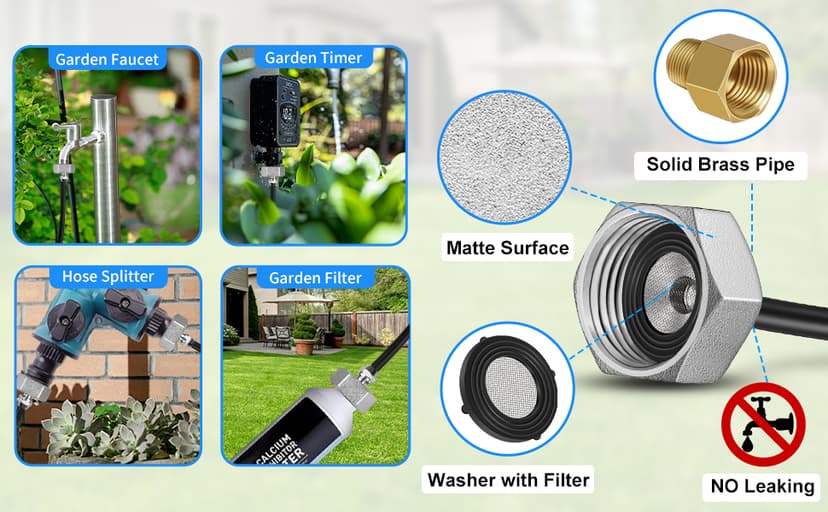 GOXAWEE Misting System, 75FT (23M) Misting Line + 28 Brass Mist Nozzles + Brass Adapter(3/4"), Misters for Outside Patio Cooling Outdoor Garden Greenhouse Trampoline for Waterpark