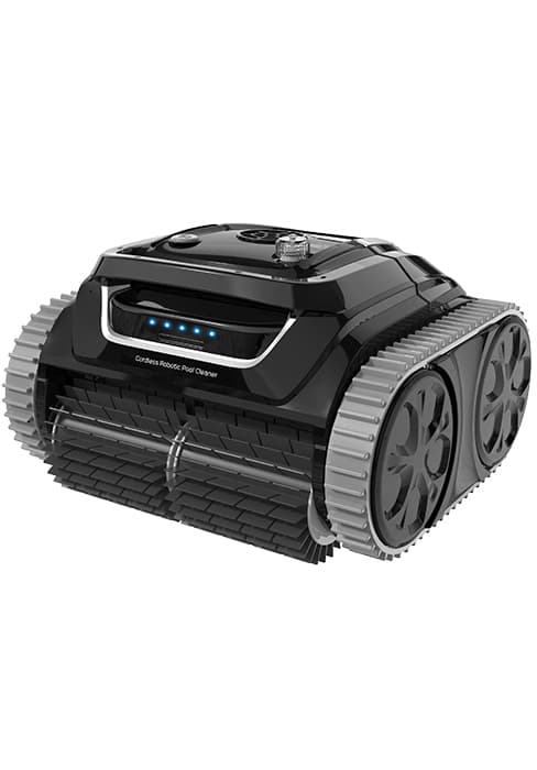 WYBOT A1 Cordless Robotic Pool Cleaner, Automatic Pool Vacuum with 120 Mins, Double Filters, LED Indicator, Fast Charging, Ideal for Above Ground & In-ground Flat Pools - Blue & Grey