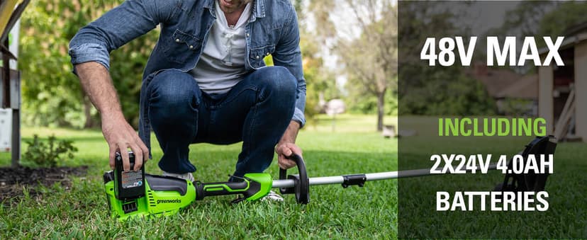 Greenworks 48V (2 x 24V) 8" Brushless Cordless Edger, (2) 4.0Ah Batteries and Dual Port Rapid Charger Included