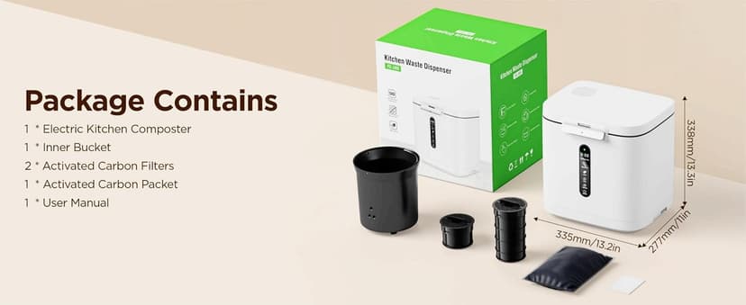 4L Electric Composter for Kitchen, Smart Compost Bin Outdoor/Indoor, Odorless/Auto-Cleaning/ 3 Modes/Intelligent LED Display, Turn Food Waste to Fertilizer for Garden, Food Waste Compost Machine