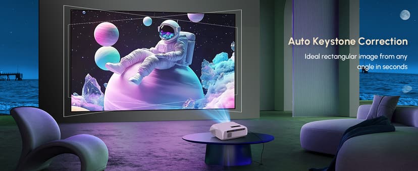 Ultra HD 4K Movie Projector for Home Theater, High Bright 1580 ANSI Lumens Smart Daytime Projector with Max 300" Display, HDR10+ Daylight NFC WiFi6 Bluetooth RJ45 LAN 2G+32G Gaming Projector